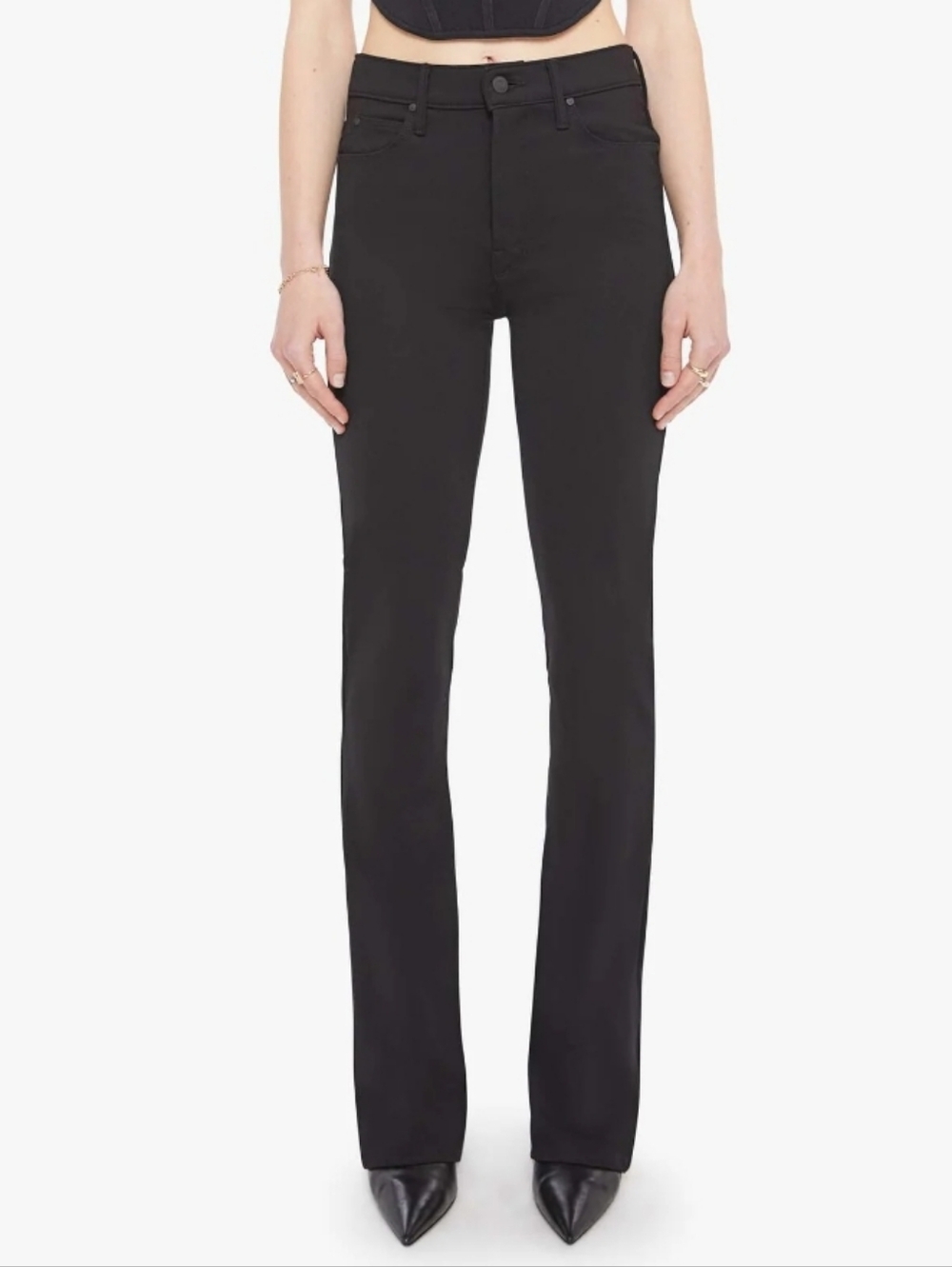 Mother High Waisted Runaway Black Pant Flare Size 32